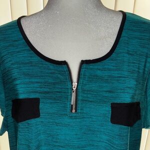 Teal Zip-Front Women's Top